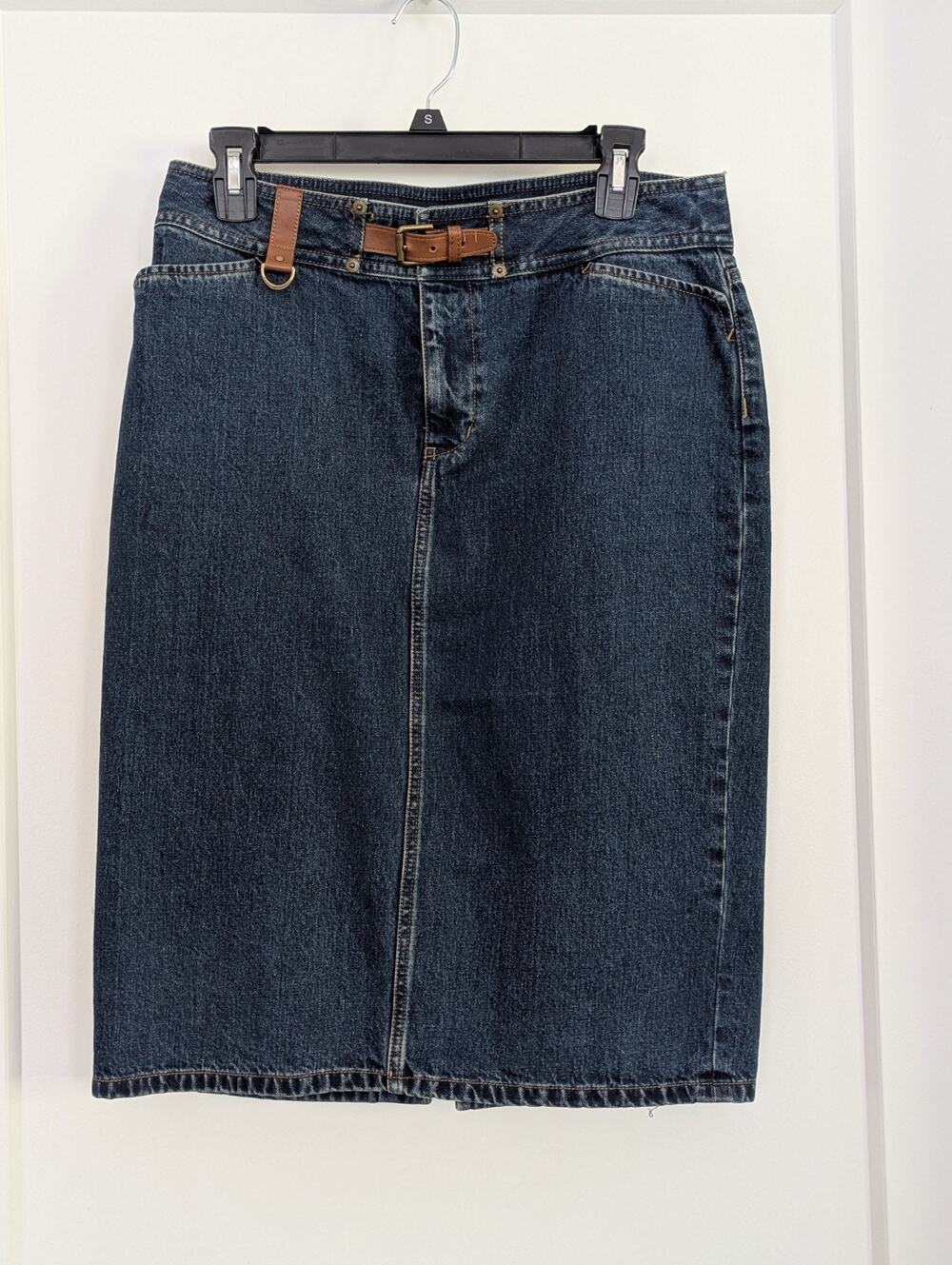 Lauren Ralph Lauren Jeans Co Denim Knee Length Pencil Skirt 6 Faux Belt D-ring
